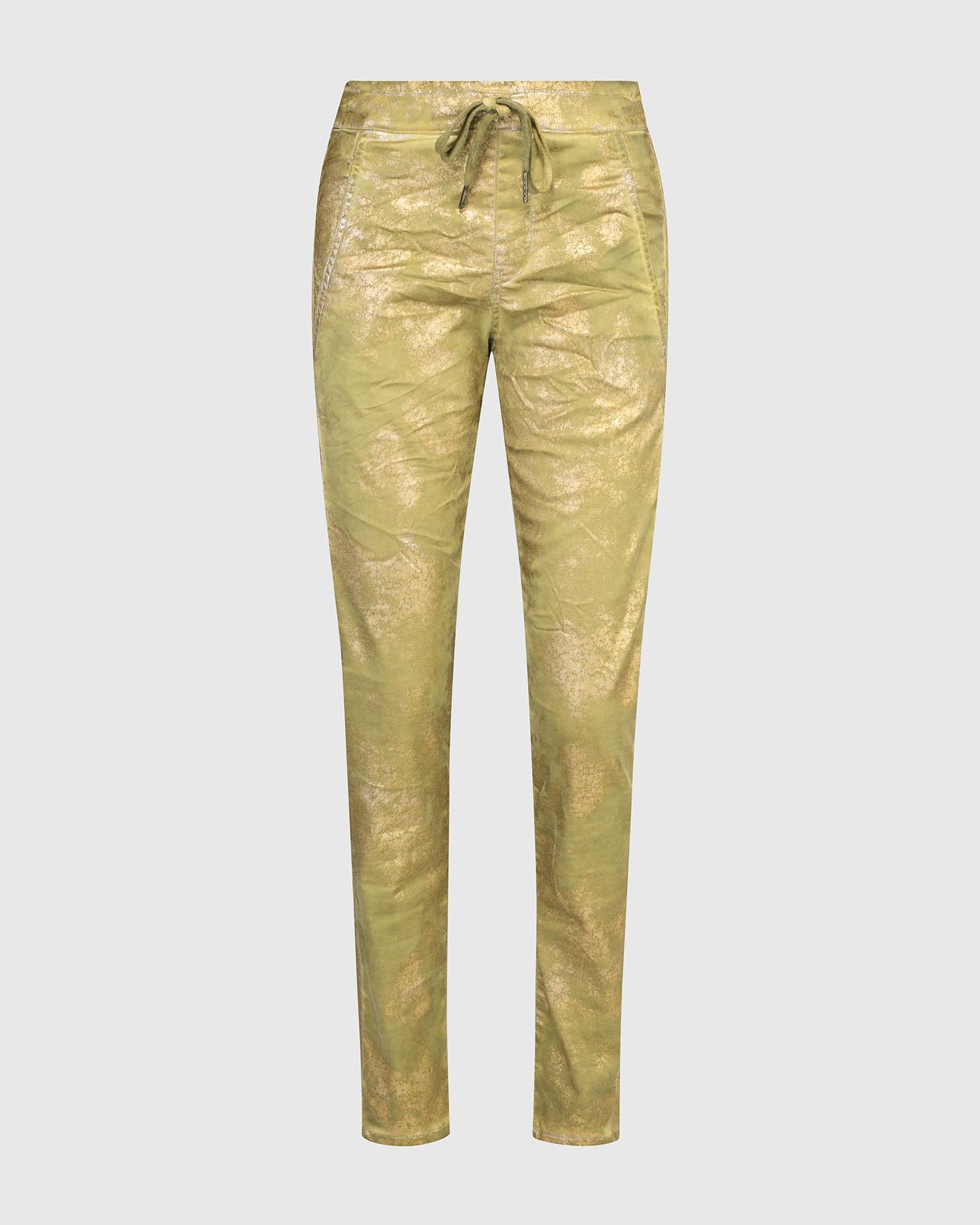 metallic goudkleurige broek met koord sp821g - Alembika