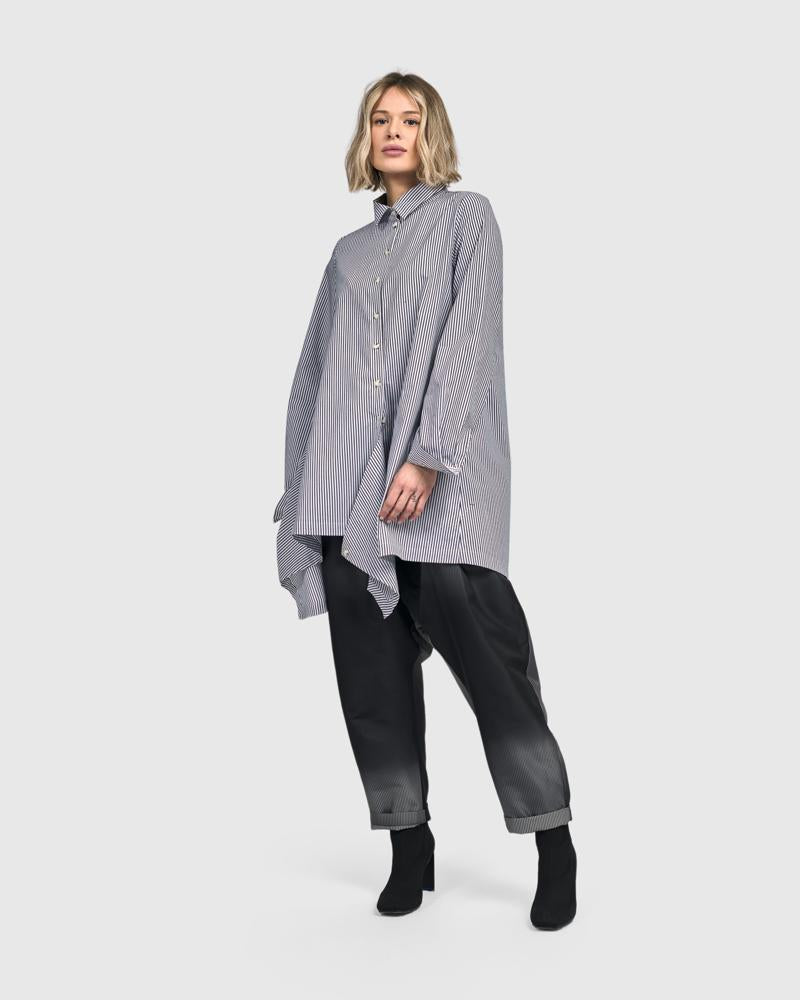 gestreepte blouse met klassieke kraag ut452 - Urban by Alembika