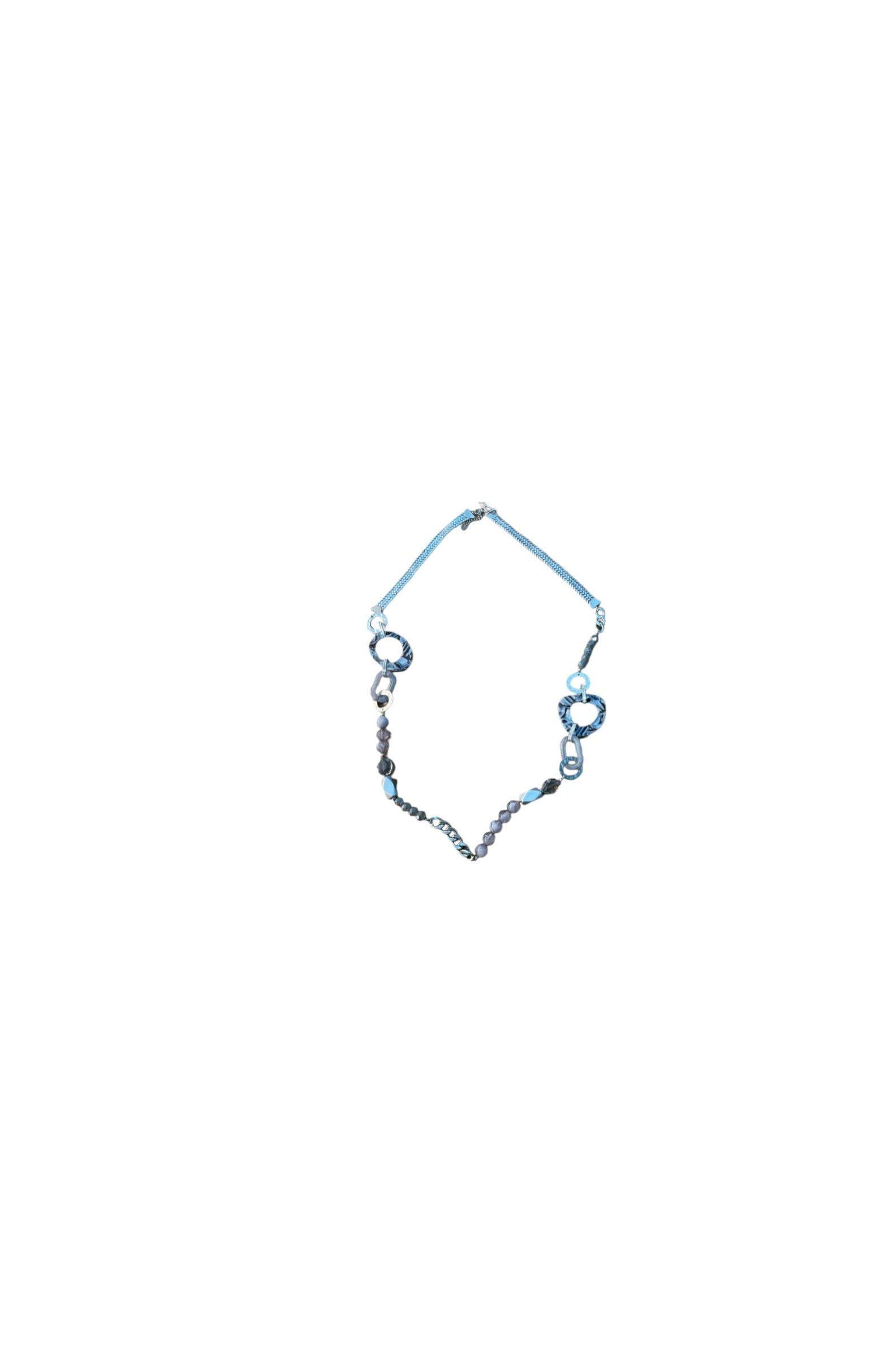 elegante blauwgetinte halsketting met sierlijke schakels - hk108 - Mona