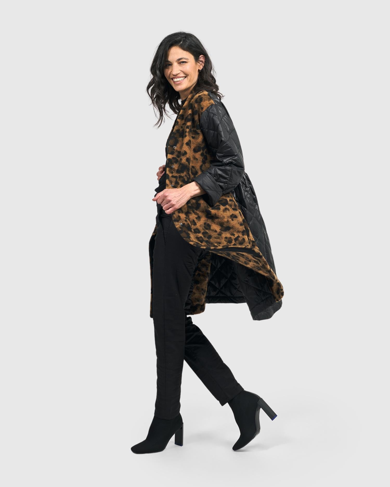 gewatteerde jas met luipaardprint aj705 - Alembika