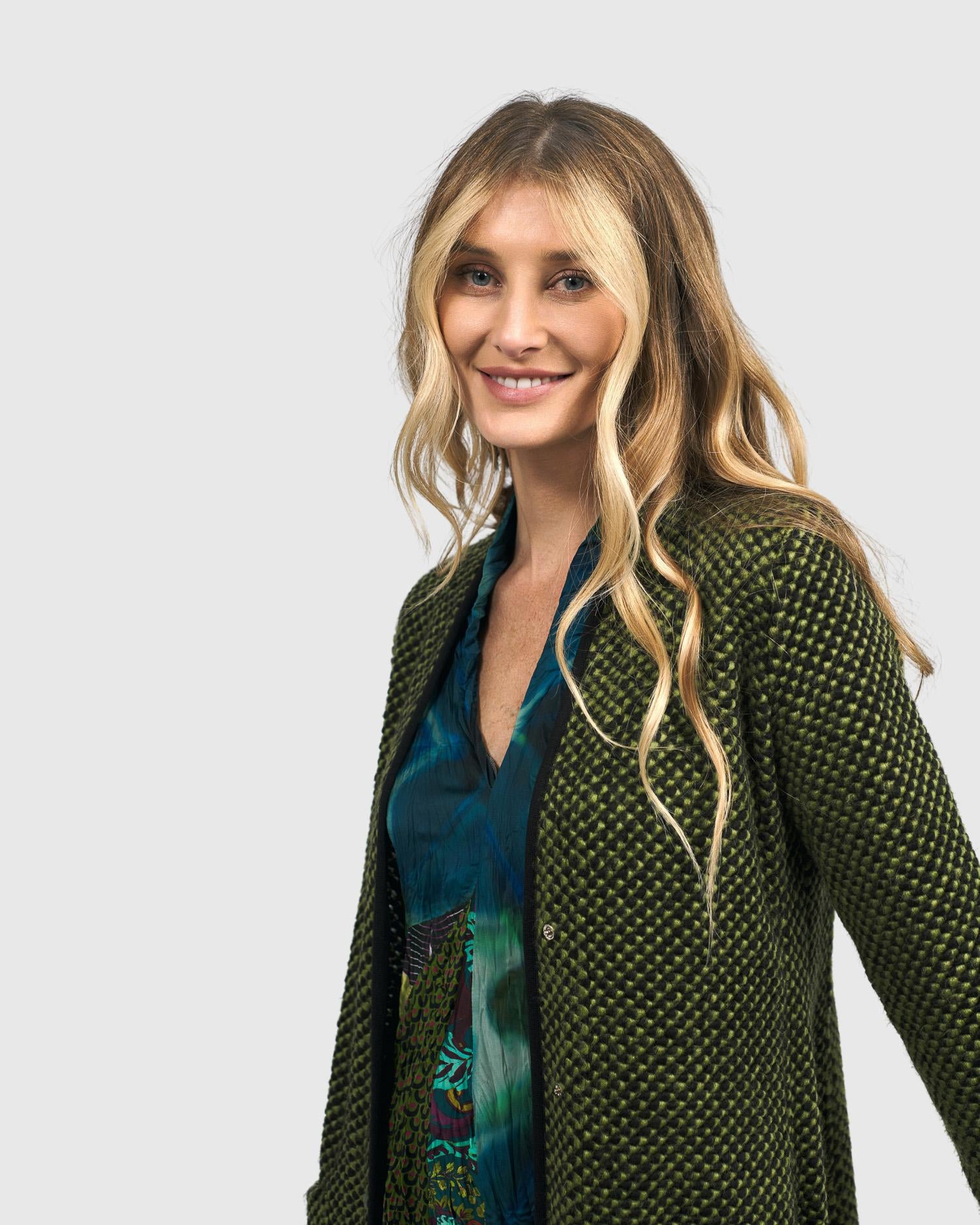 gestructureerde jas met grafisch patroon aj711 - Alembika