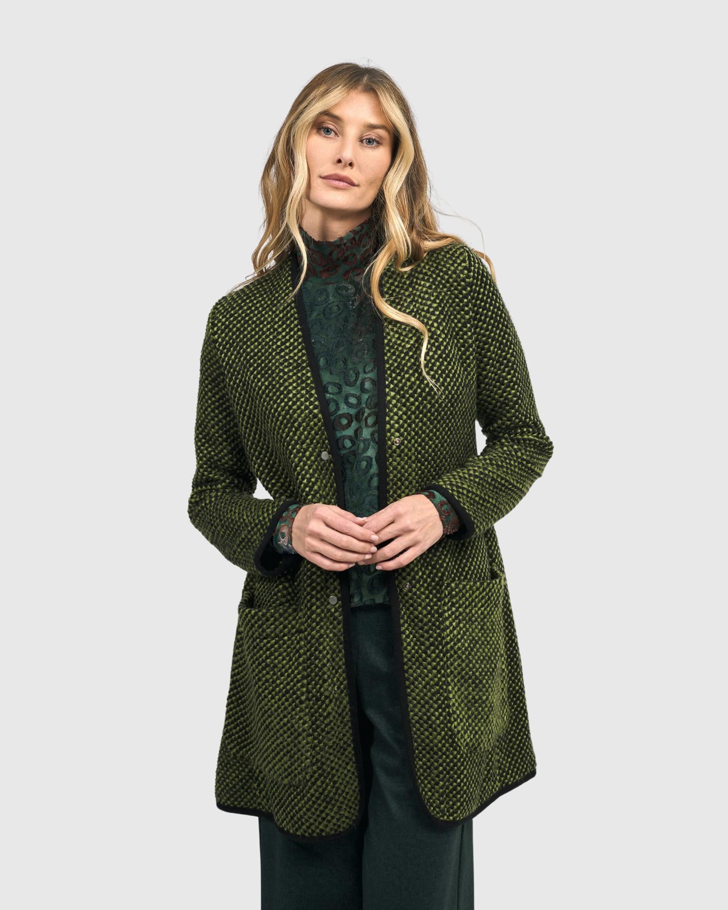 gestructureerde jas met grafisch patroon aj711 - Alembika