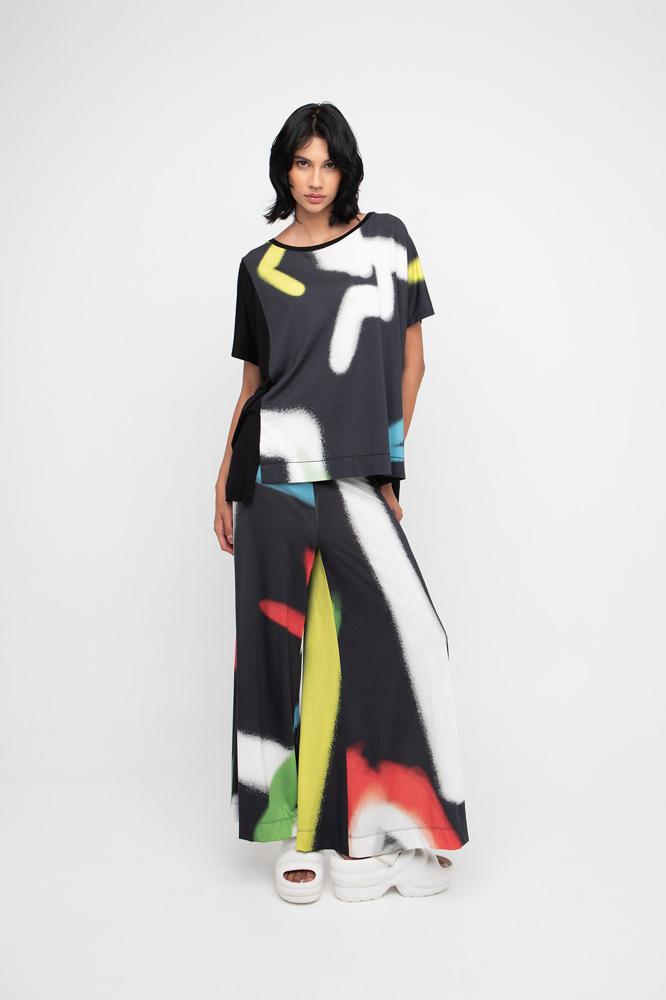 broek met geometrische accenten 850704 - Ozai N Kü