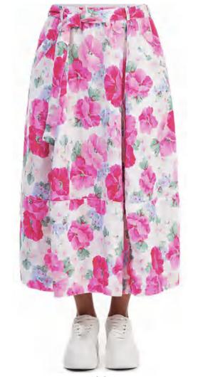 linnen bloemenprint midi rok 4453-l257p4051 - Grizas