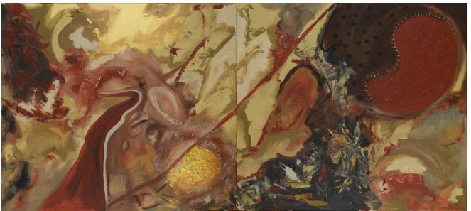 "unborn project" 2 schilderijen – 1 kunstwerk samen één geheel, enkel als set verkocht - Monique Culenaire