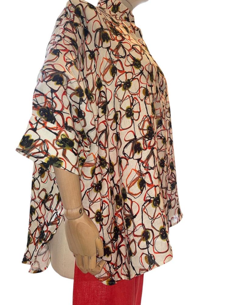 linnen bloemenshirt met print lia271 l383 - Thanny
