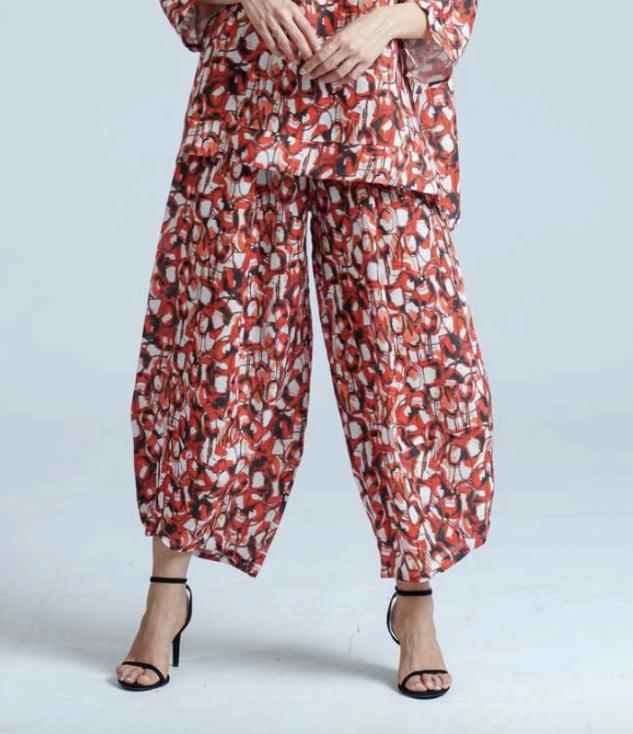 linnen print broek x775 l381 - Thanny