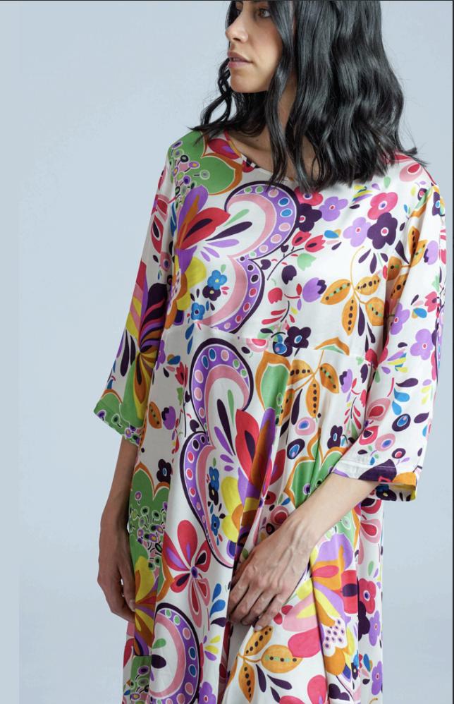 vrolijke bloemenprint viscose jurk b93 vi - Thanny