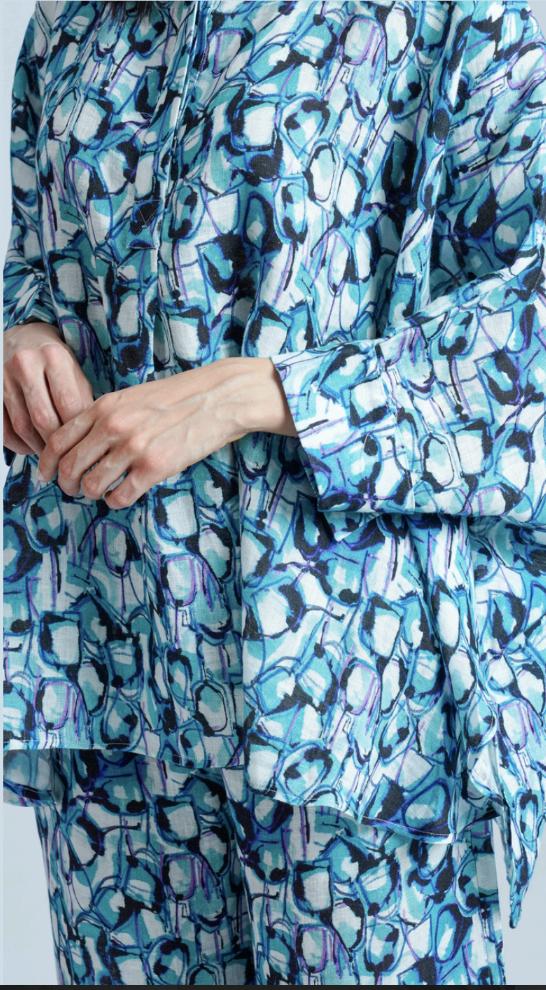 linnen blouse abstract design lia271 l381 - Thanny