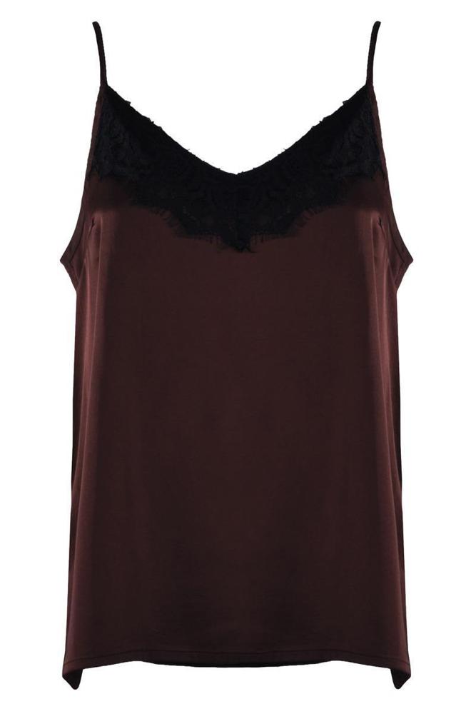 luxe satijnen top met kant 5735 - PourMoi