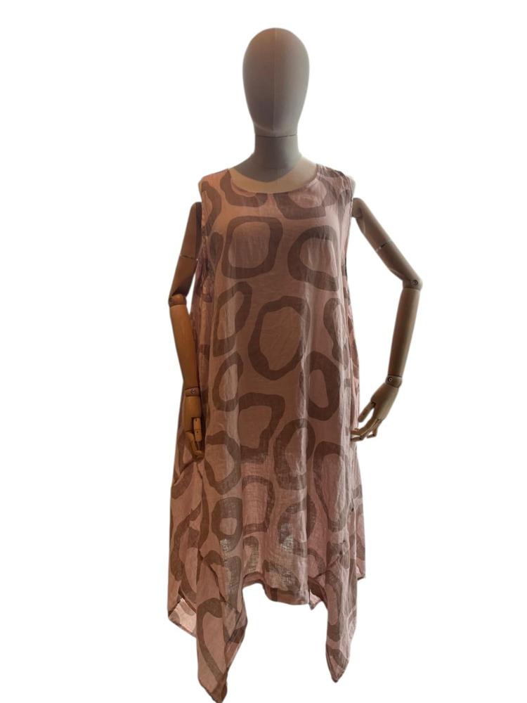 linnen zomerjurk met print 6521 - Moonshine