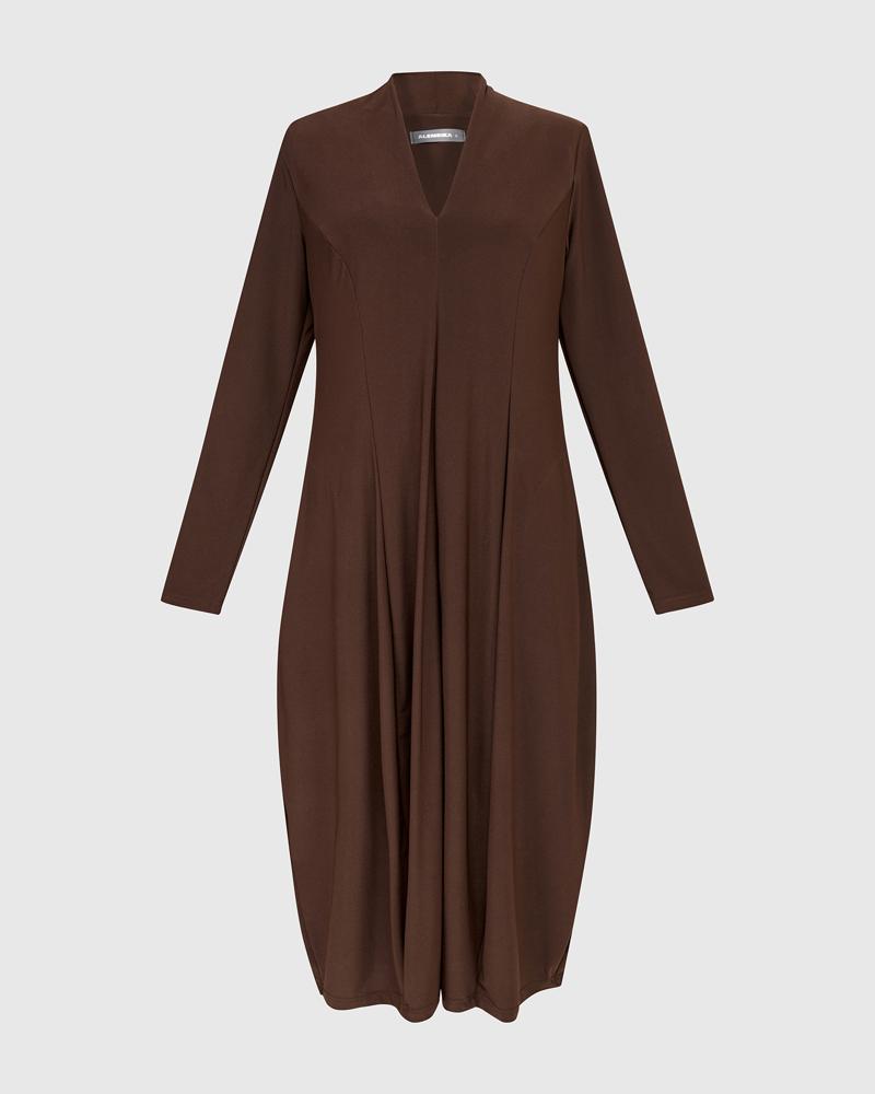 elegante midi-jurk met lange mouwen ad826 - Alembika