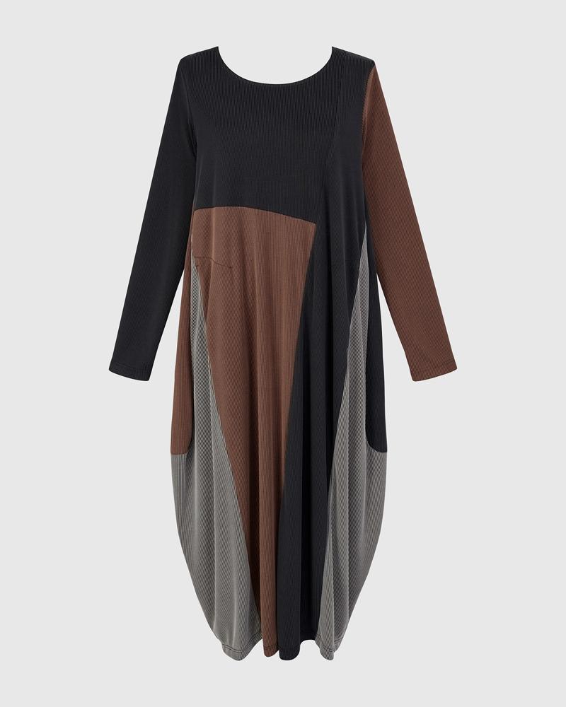 multicolor geometrische maxi jurk ad824 - Alembika