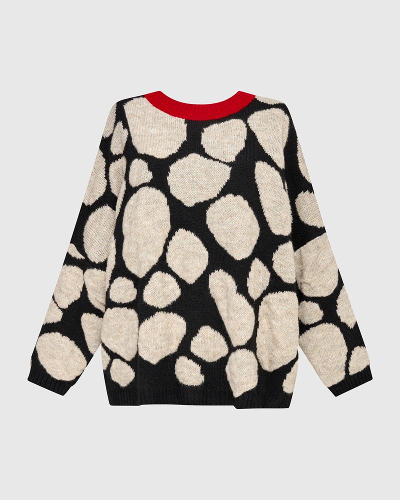 dierenprint gebreide pull as938 - Alembika