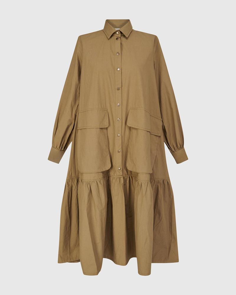 katoenen midi-jurk met knopen ud660 - Urban by Alembika