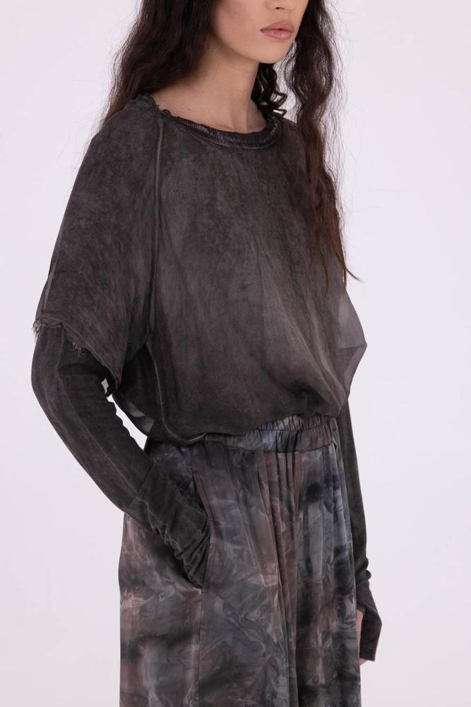 palazzo-broek met elastische tailleband s211 - Sanctamuerte