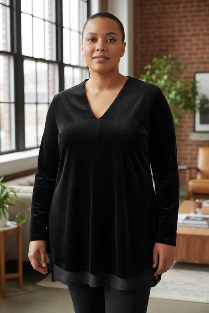 elegante v-hals tuniek shirt at705 - Alembika