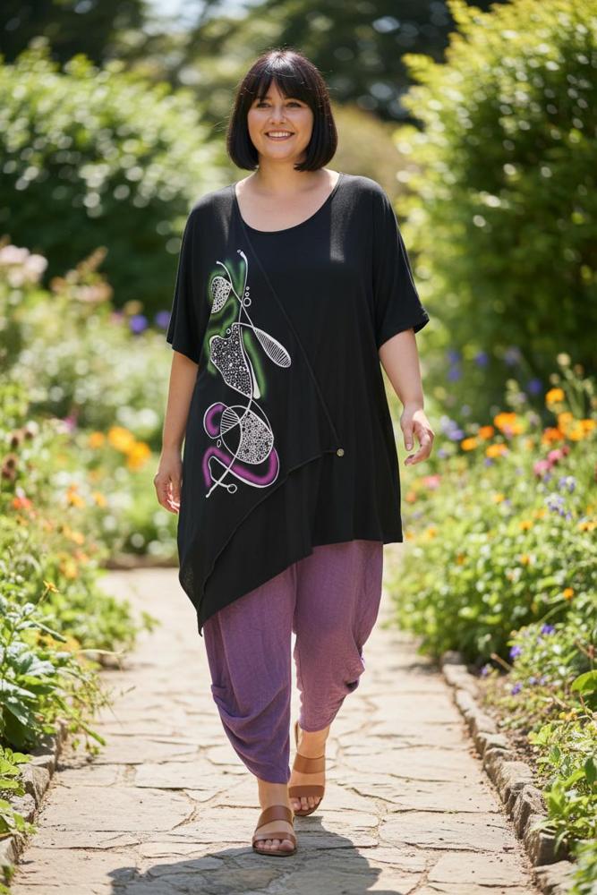 asymmetrisch artistiek dames shirt 10258 - Mollywood