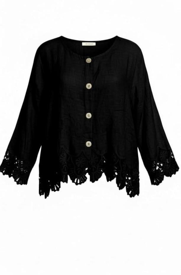 vest met knoopsluiting en kanten accenten 7505ss26 - Moonshine
