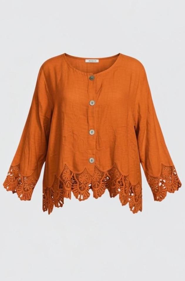 vest met knoopsluiting en kanten accenten 7505ss26 - Moonshine