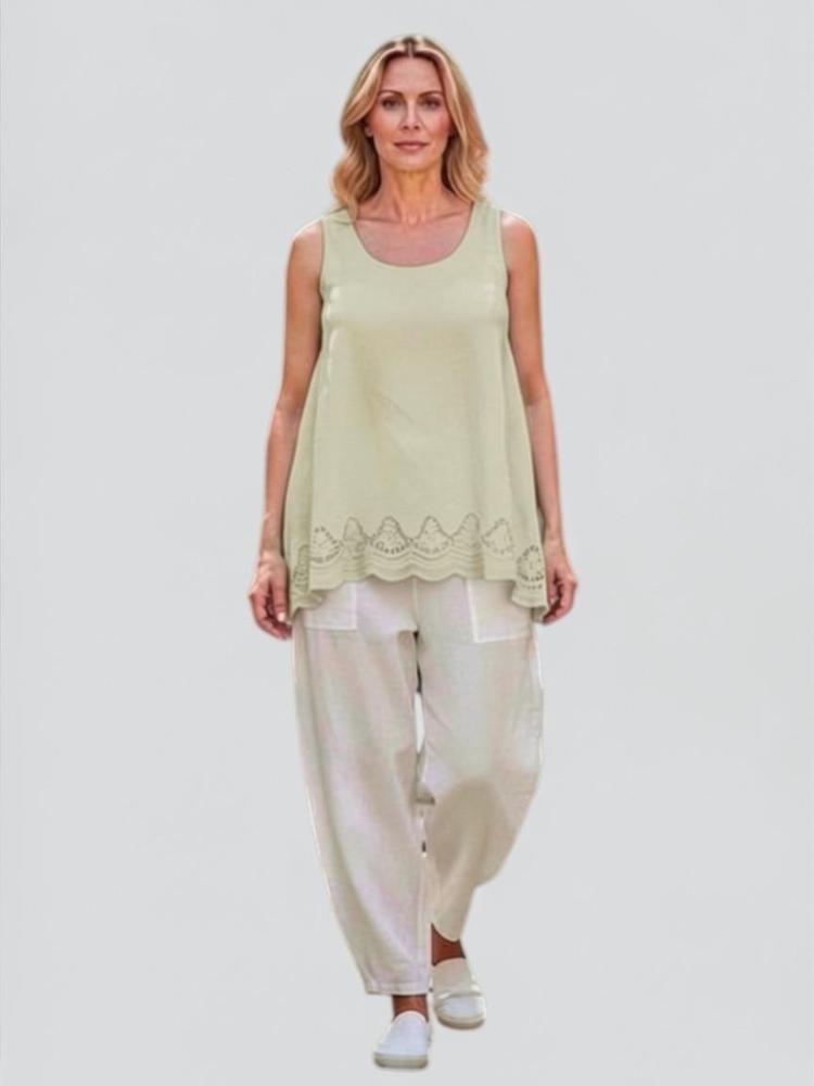 zomerse mouwloze top 7500ss26 - Moonshine