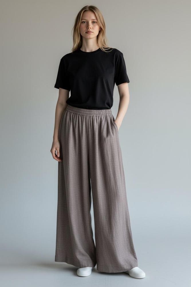 elegante wijde damesbroek linnenmix n184/26 - Any Trendy