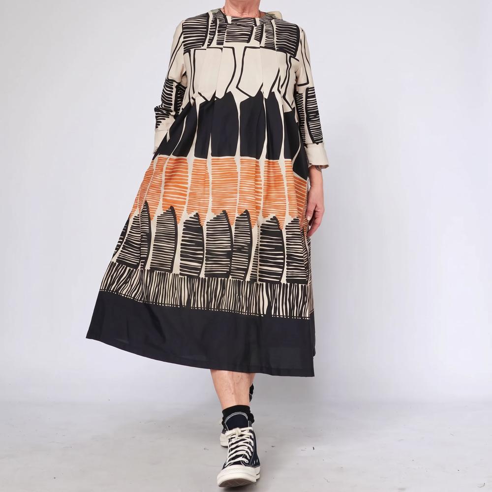grafische print katoenen jurk 226019 - wendy trendy