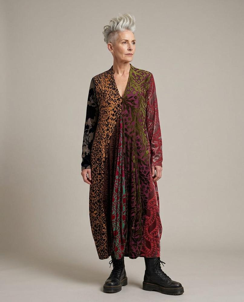 maxi jurk met printmix ad902 - Alembika