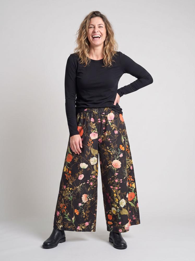 floral katoenen wijde broek 826014 - wendy trendy