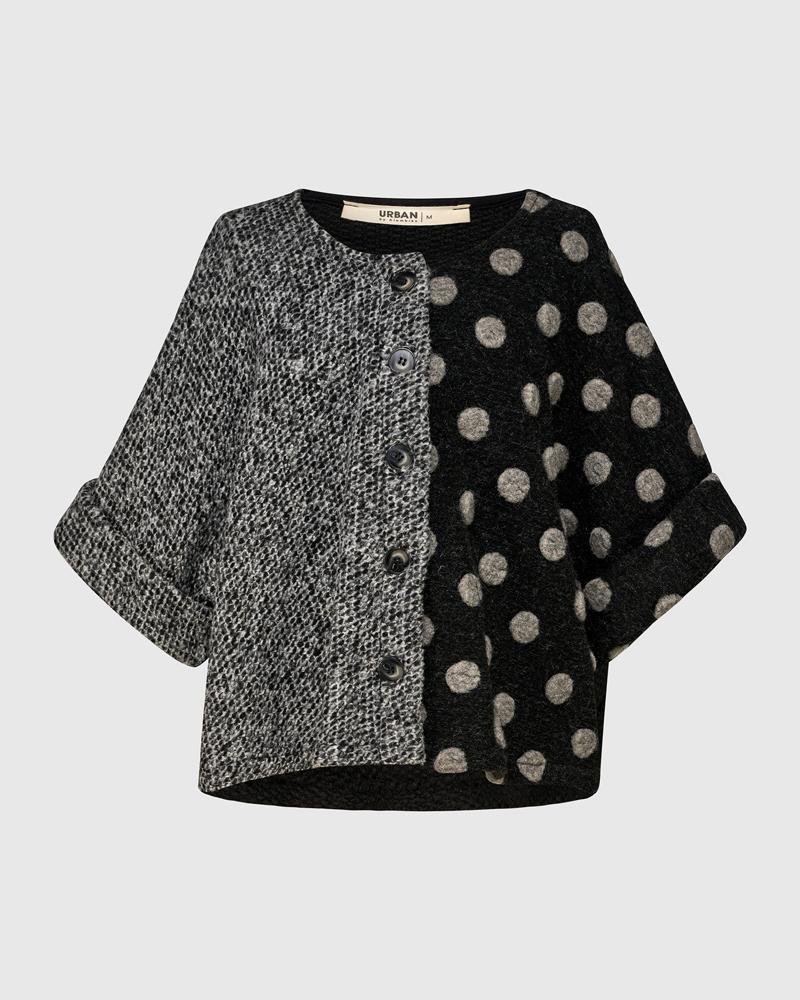trendy gebreide patchwork jas uj205aw - Alembika