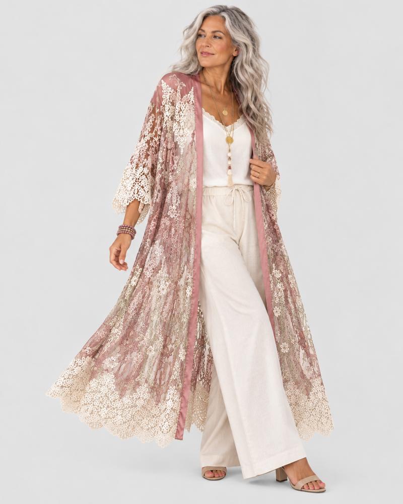 luxe kant kimono vest 2625aw - Rose