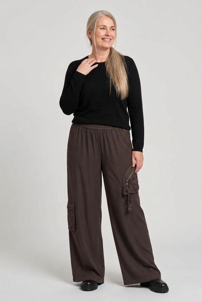 elastische casual broek met zakken 2421008aw - Sinne Design