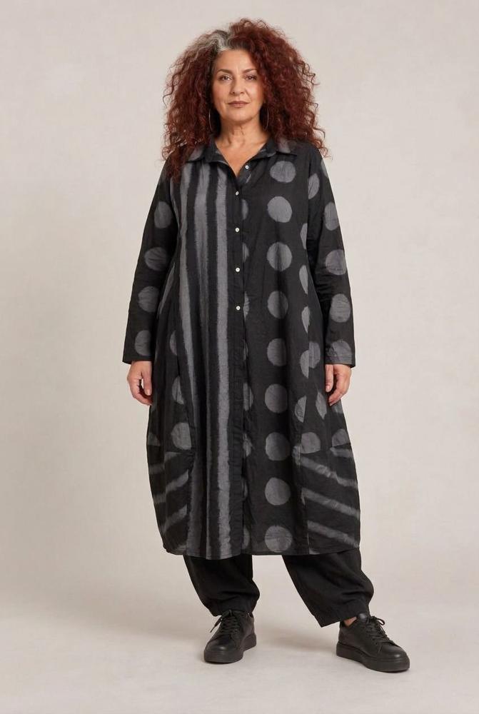 lang katoenen vest met stippen 8345aw - Moonshine