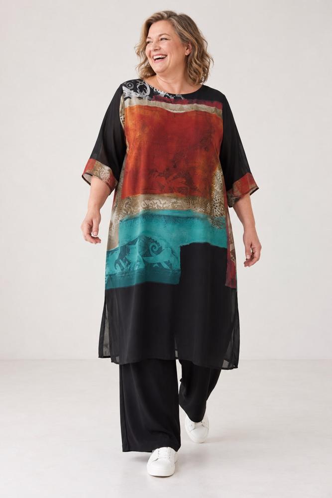 stijlvolle abstracte print jurk hannah - Ophilia