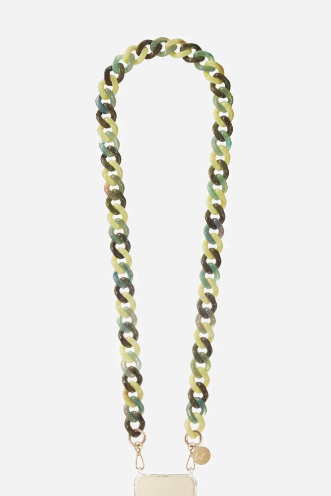geel en groen gekleurde hars telefoonketting le313572 - La Coque Française