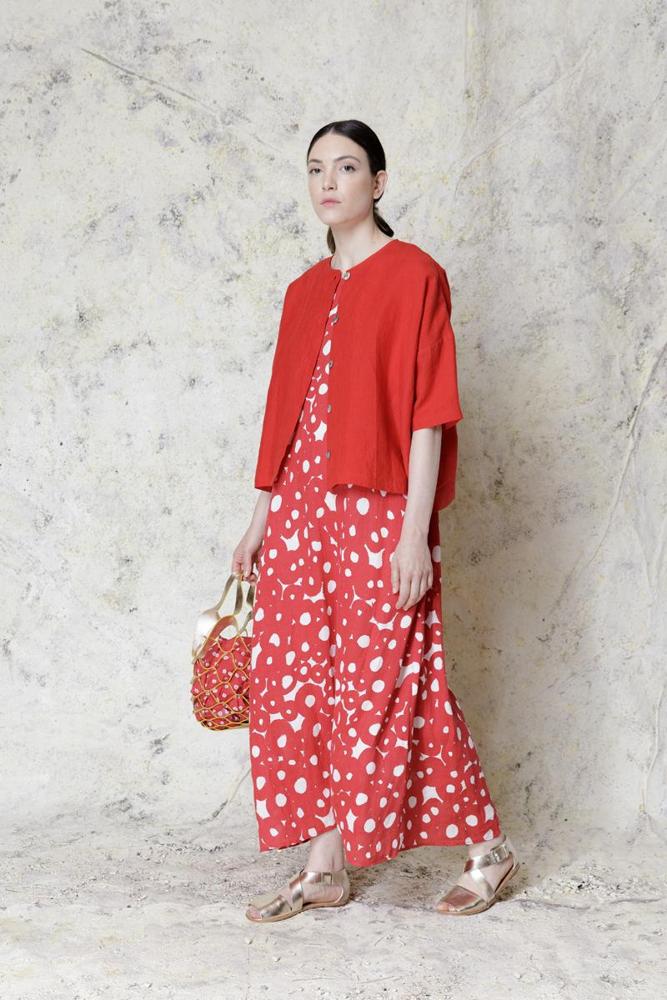 rode zomerjurk met witte stippen d930ls - Neirami