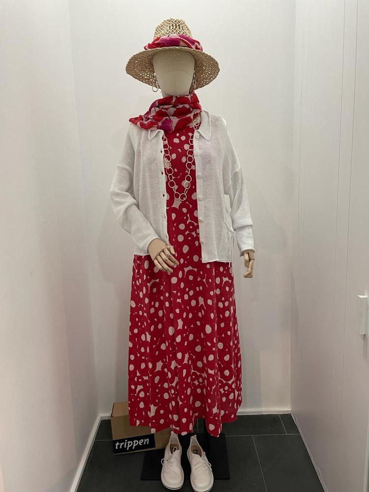 rode zomerjurk met witte stippen d930ls - Neirami