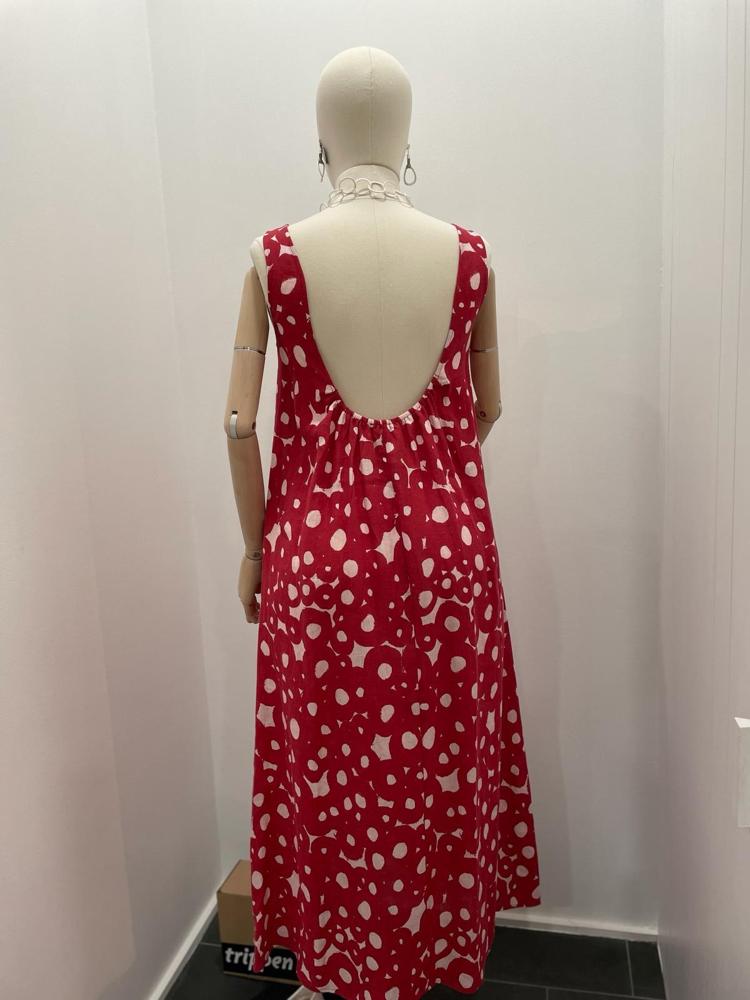 rode zomerjurk met witte stippen d930ls - Neirami