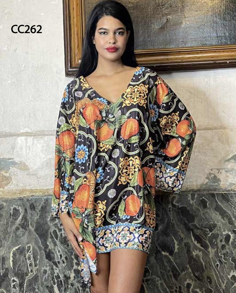 bohemien print tuniekjurk met v-hals - cc262 - Antica Sartoria