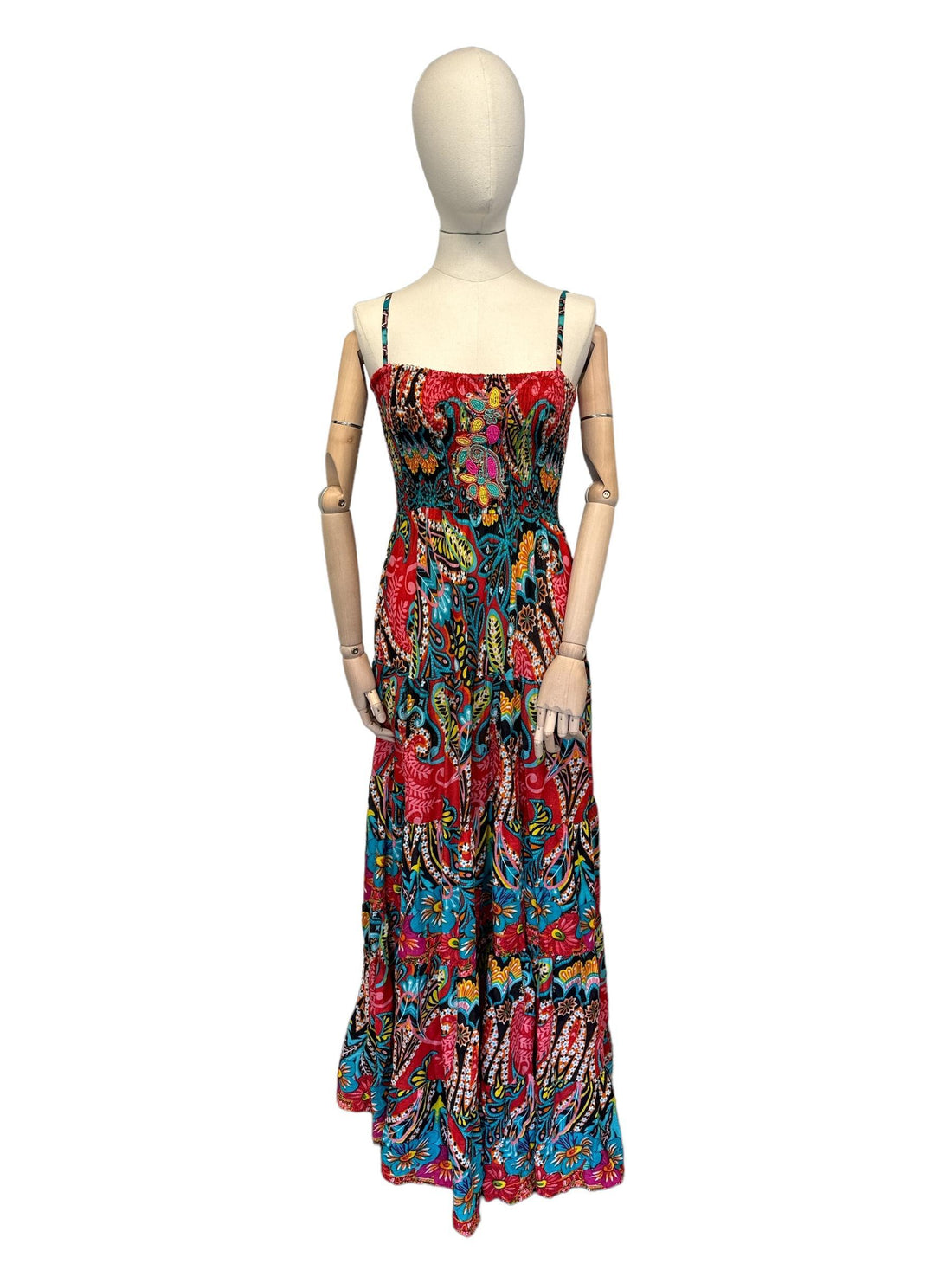 kleurrijke bohemien maxi-jurk met paisley-patroon - cv625a - Antica Sartoria