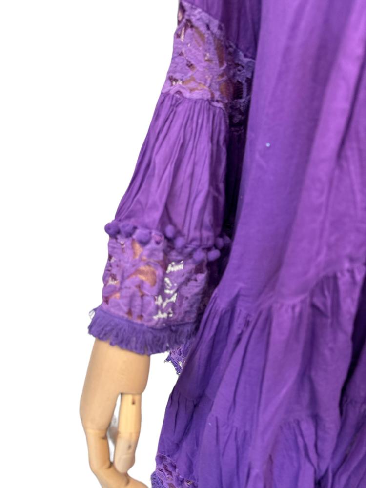bohemien mini-jurk /tuniek met kantdetails cv1085 - Antica Sartoria