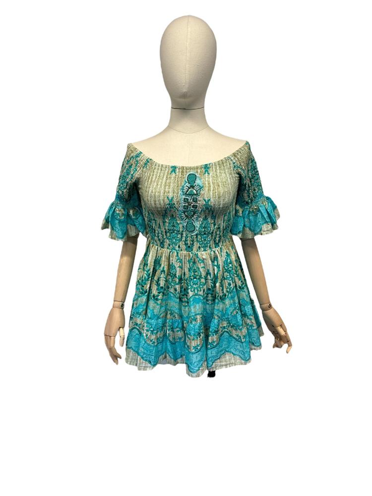 bohemien smaragdgroene geborduurde tuniek cs005p - Antica Sartoria