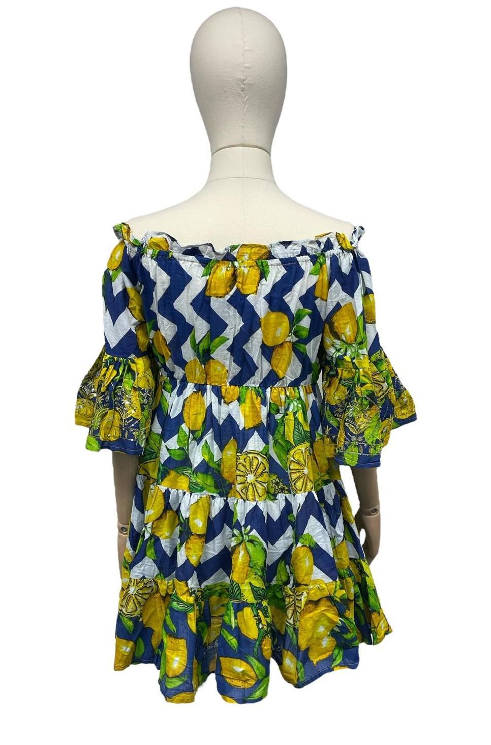 vrolijke bloemenprint a-lijn jurk met lange mouwen - cs004m - Antica Sartoria