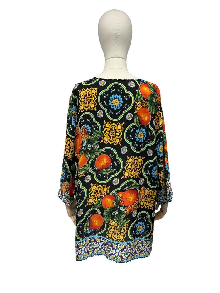 bohemien print tuniekjurk met v-hals - cc262 - Antica Sartoria