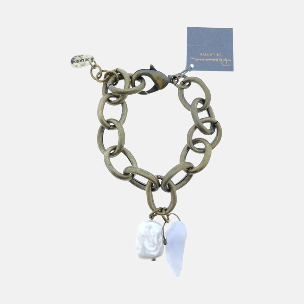 armband met parel en blauwe edelsteen 14183 - Rosanna de la Riva