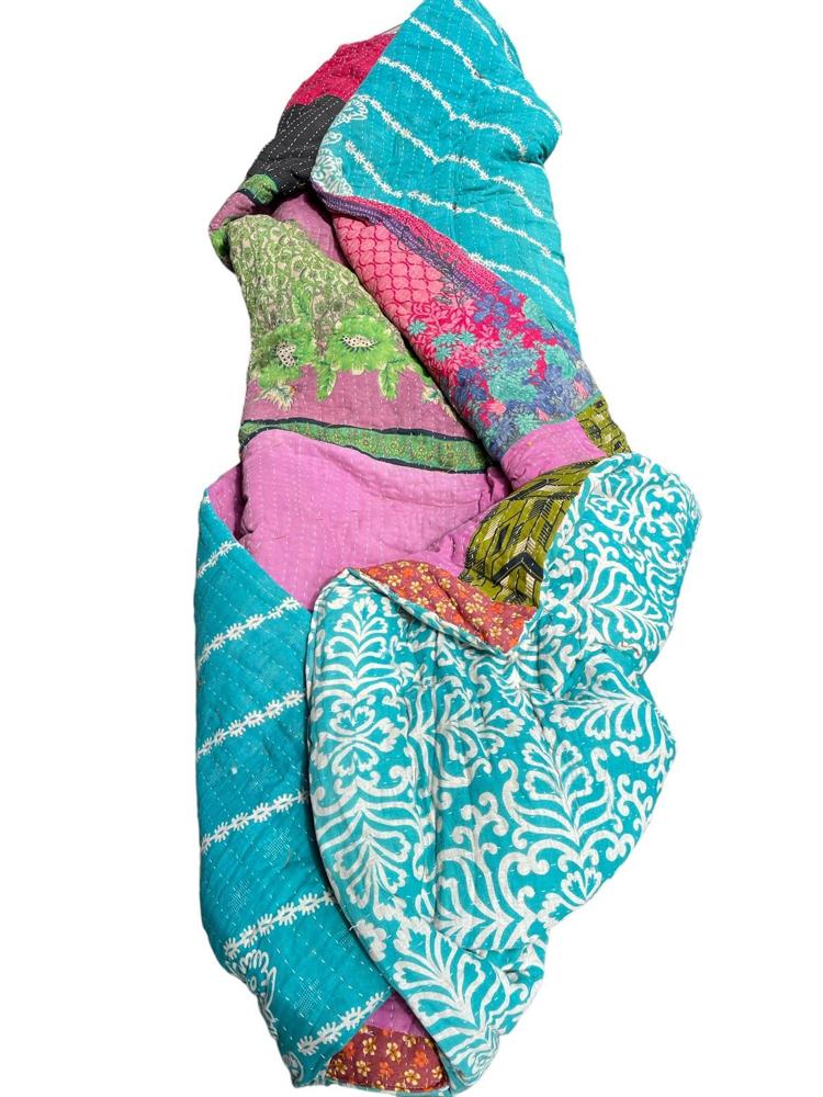 sari katoen quilt vintage kantha 140x200 - Heavenlywell