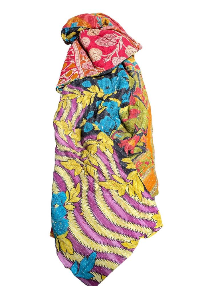 sari katoen quilt vintage kantha 140x200 - Heavenlywell