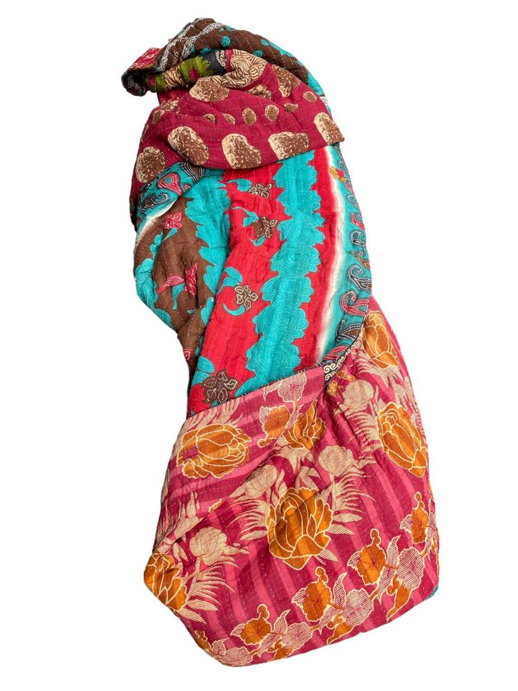 sari katoen quilt vintage kantha 140x200 - Heavenlywell