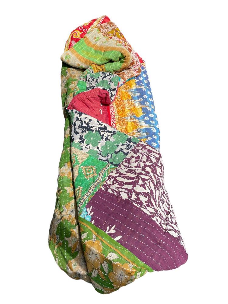 sari katoen quilt vintage kantha 140x200 - Heavenlywell