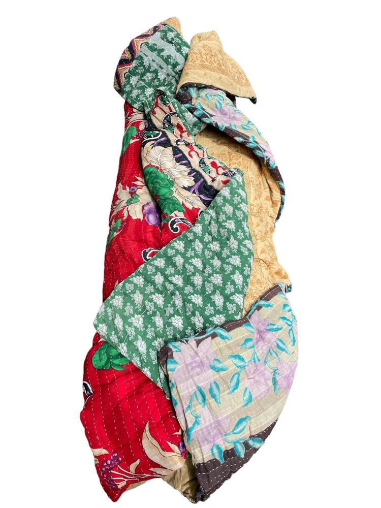 sari katoen quilt vintage kantha 140x200 - Heavenlywell